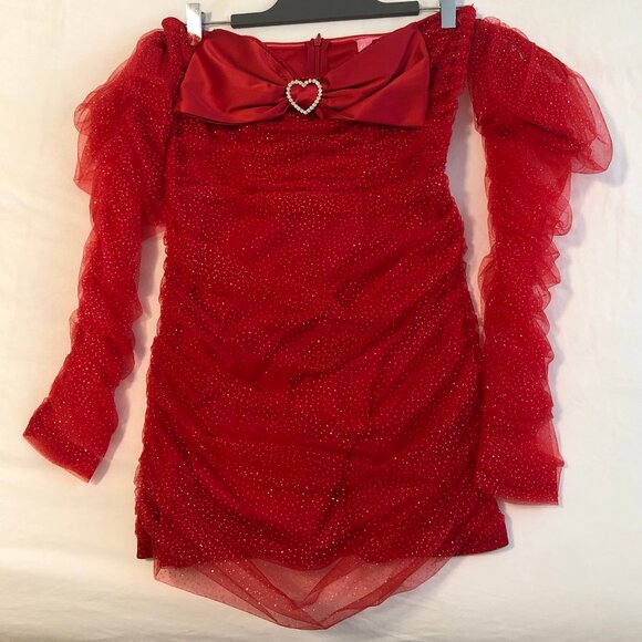 Dolls kill Love Permanent Plus One Mini Dress Red Glitter Medium Never Worn! - Picture 8 of 12